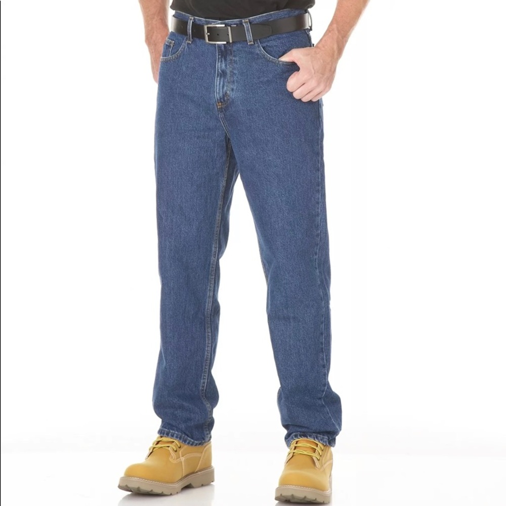 Mens relax fit medium wash denim jeans - Picture 1 of 5